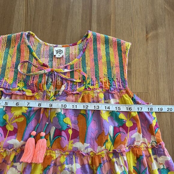 Ivy Jane Women's Top Size Sm Running Stitched Top Boho Colorful Embroidered Cute - Picture 8 of 9